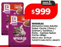 Supermayorista Vital Whiskas allmento gato adulto sabor carne/pavo/ salmon/sardina / pollo gatitos sabor carne oferta