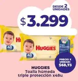 Supermayorista Vital Huggies toalla húmeda triple protección oferta