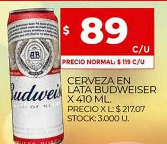 Supermercados DIA Cerveza En Lata Budweiser oferta