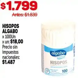 Makro Algabo hisopos oferta