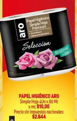 Makro Aro papel higiénico simple hoja premium oferta