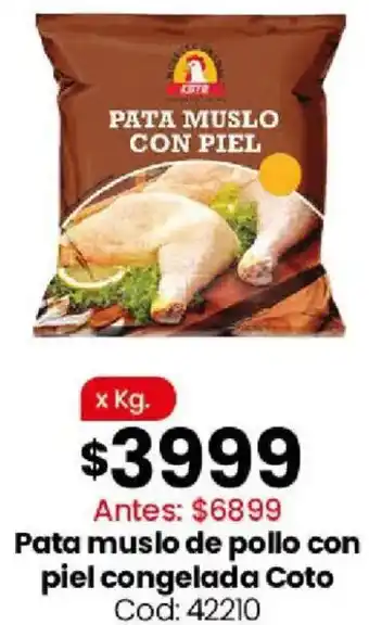 Coto pata muslo de pollo con piel congelada