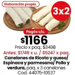 Coto Canelones de ricota y queso/ espinaca y parmesano/pollo y verdura oferta