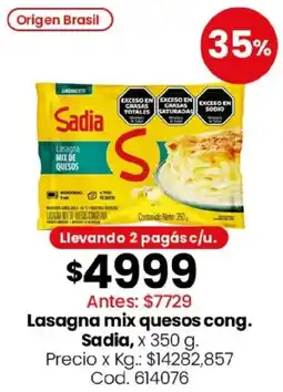Coto Sadia lasagna mix quesos cong. oferta