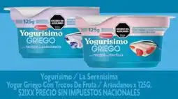 Makro Yogurísimo/la serenísima yogur griego con trozos de fruta/arándanos oferta