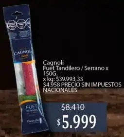 Makro Cagnoli fuet tandilero/serrano oferta