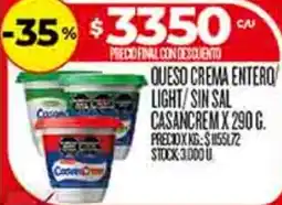 Supermercados DIA Casancrem queso crema entero light/sin sal oferta