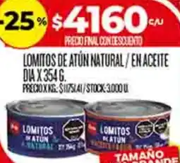 Supermercados DIA Dia lomitos de atún natural/en aceite oferta