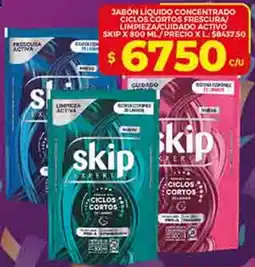 Supermercados DIA Skip jabon líquido concentrado ciclos cortos frescura limpieza/cuidado activo oferta