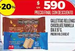 Supermercados DIA Dia galletitas rellenas chocolate/vainilla oferta