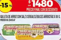 Supermercados DIA Arrocitas galleta de arroz con sal/3 cereales/dulces oferta