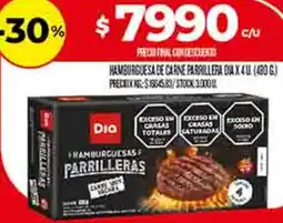 Supermercados DIA Dia hamburguesas de carne parrilleras oferta