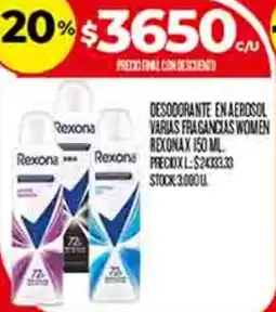 Supermercados DIA Rexona desodorante en aerosol varias fragancias women oferta