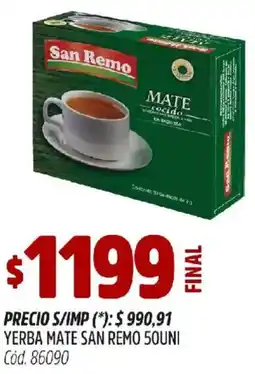 Supermercados Yaguar San remo té yerba mate oferta