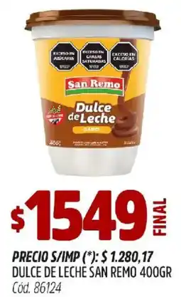 Supermercados Yaguar San remo dulce de leche oferta