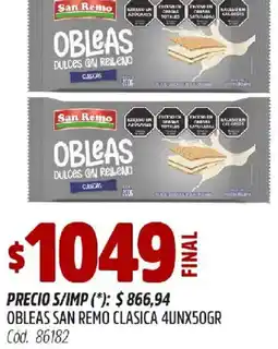 Supermercados Yaguar San remo obleas clasica oferta