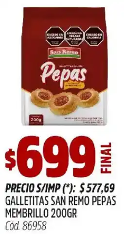 Supermercados Yaguar San remo galletitas pepas membrillo oferta