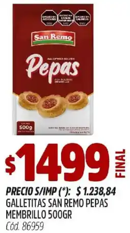 Supermercados Yaguar San remo galletitas pepas membrillo oferta