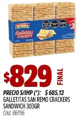 Supermercados Yaguar San remo galletitas crackers sandwich oferta