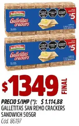Supermercados Yaguar San remo galletitas crackers sandwich oferta
