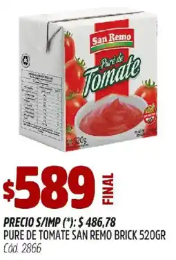 Supermercados Yaguar San remo pure de tomate brick oferta