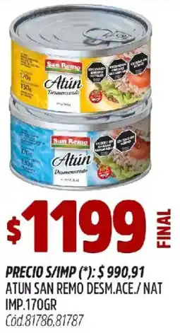 Supermercados Yaguar San remo atun desm.ace./ nat imp. oferta