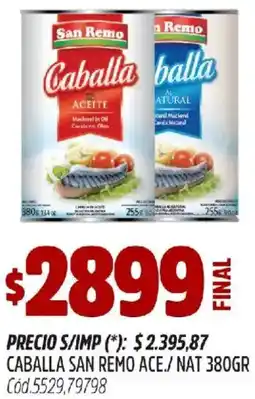 Supermercados Yaguar San remo caballa ace./ nat oferta