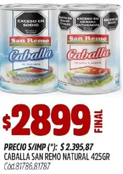Supermercados Yaguar San remo caballa natural oferta