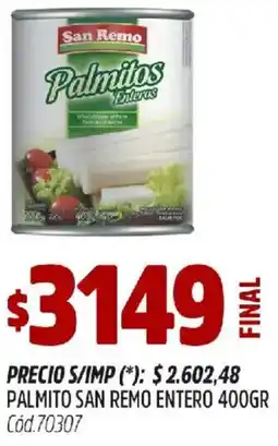 Supermercados Yaguar San remo palmito entero oferta