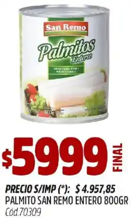 Supermercados Yaguar San remo palmito entero oferta