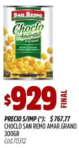 Supermercados Yaguar San remo choclo amar.grano oferta