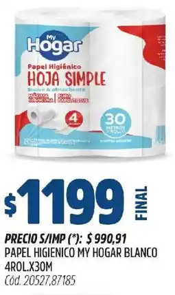 Supermercados Yaguar My hogar papel higienico blanco oferta
