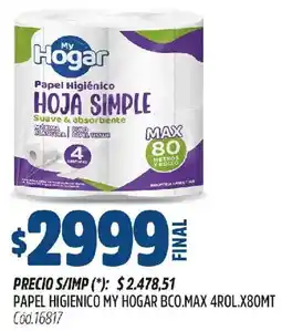 Supermercados Yaguar My hogar papel higienico bco.max oferta