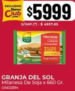 Diarco Granja del sol milanesa de soja oferta
