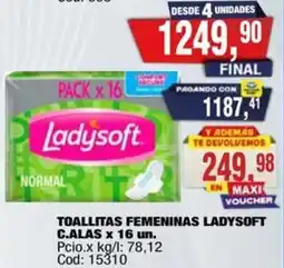 Maxiconsumo Ladysoft toallitas femeninas c.alas oferta