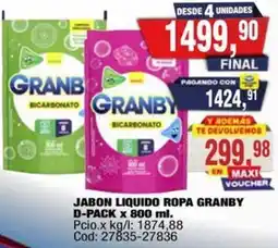 Maxiconsumo Granby jabon liquido ropa d-pack oferta