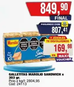 Maxiconsumo Marolio galletitas sandwich oferta