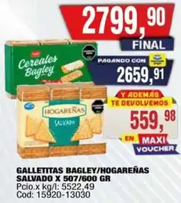 Maxiconsumo Bagley/hogareñas salvado galletitas oferta