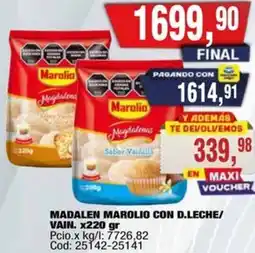 Maxiconsumo Marolio madalen con d.leche/ vain. oferta