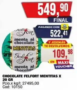 Maxiconsumo Felfort mentitas chocolate oferta