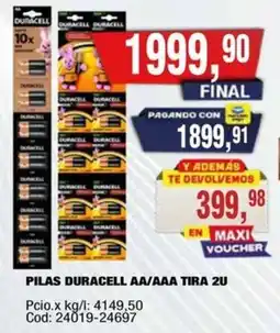 Maxiconsumo Duracell pilas AA/AAA tira oferta