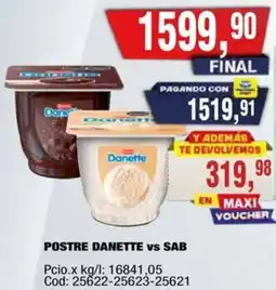 Maxiconsumo Danette vs sab postre oferta