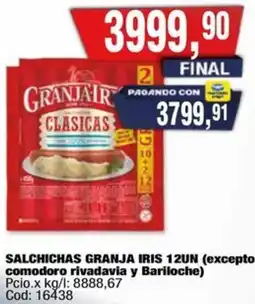 Maxiconsumo Granja iris salchichas oferta