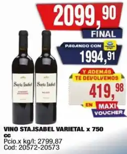 Maxiconsumo Sta.isabel vino varietal oferta