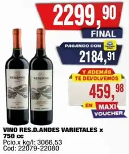 Maxiconsumo Res.d.andes vino varietales oferta