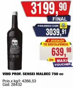 Maxiconsumo Prof. sensei vino malbec oferta