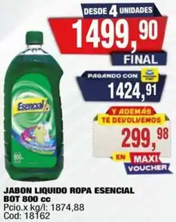 Maxiconsumo Esencial jabon liquido ropa bot oferta