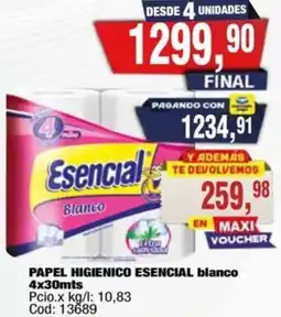 Maxiconsumo Esencial papel higienico blanco oferta