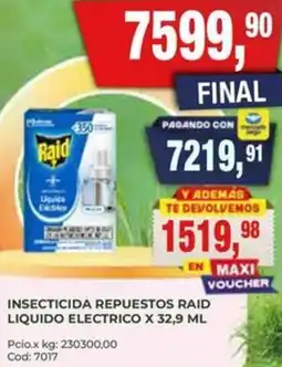 Maxiconsumo Raid insecticida repuestos liquido electrico oferta