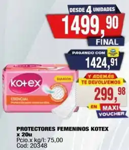 Maxiconsumo Kotex protectores femeninos oferta
